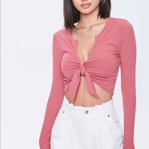 tie front crop long sleeve